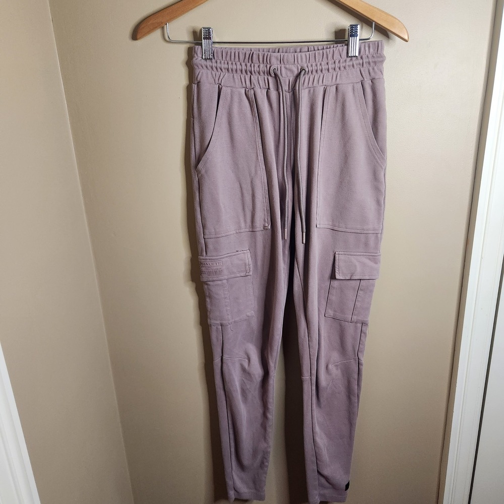Alphalete Identity Cargo Joggers Mauve Pink Slim Fit Sweatpants Womens Small